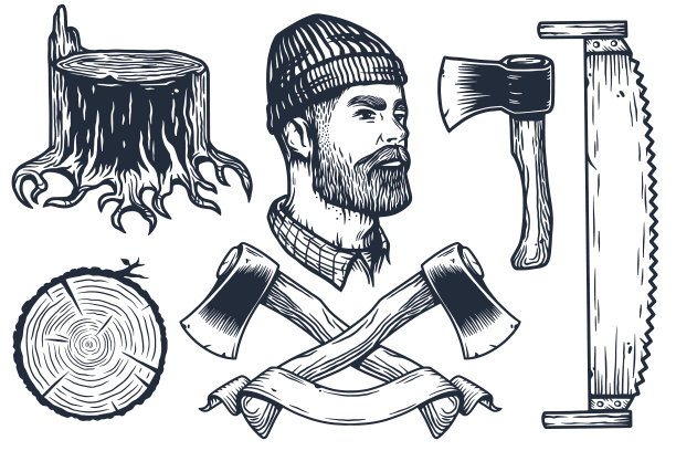 伐木工人与斧头集合元素的斧头图片下载