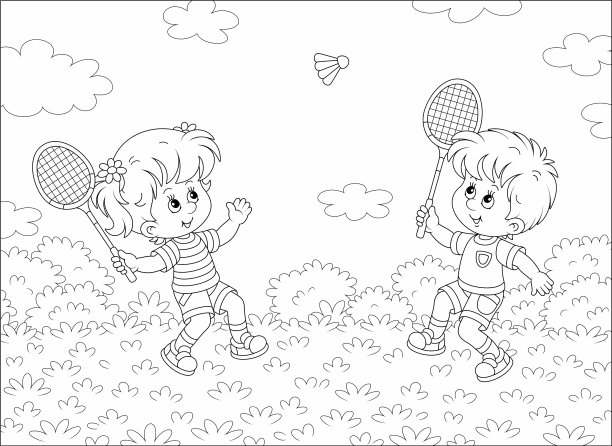 快乐的小朋友打羽毛球图片下载