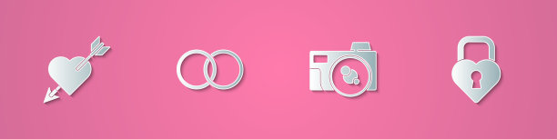 集剪纸爱情与心箭婚礼图片下载