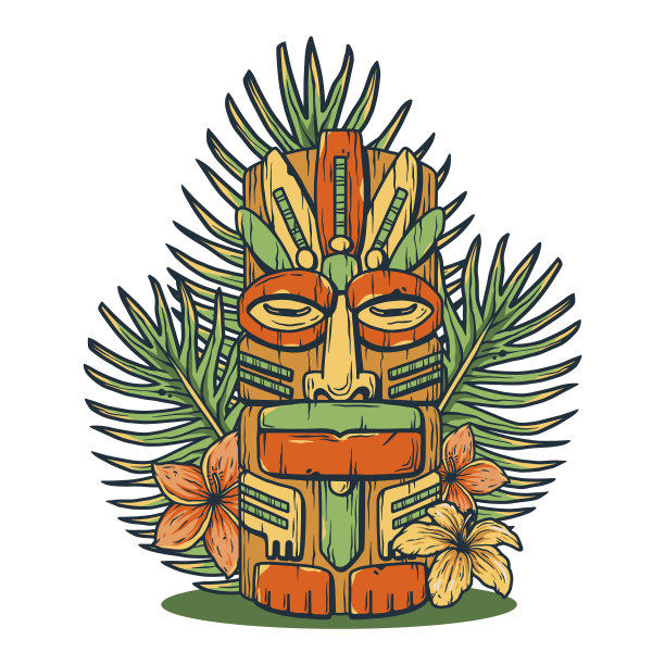 设计夏威夷提基面具或偶像民族图腾图片下载
