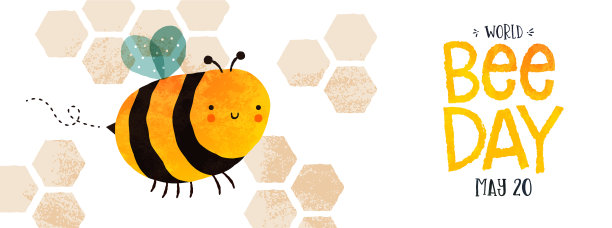 世界蜜蜂日可爱的大黄蜂卡通横幅图片下载