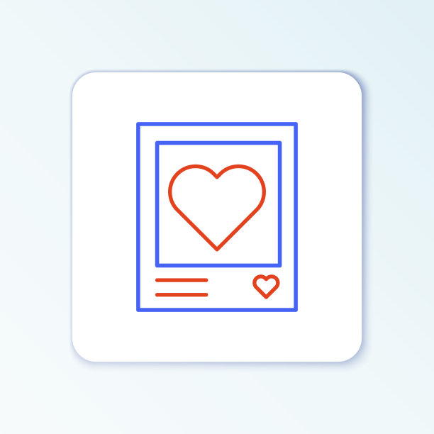 线空白相框和心图标孤立图片下载