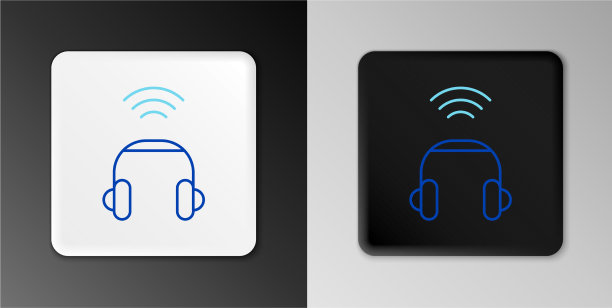 线智能耳机系统图标隔离灰色图片下载