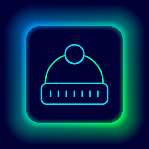 发光的霓虹线冬季帽子图标隔离图片下载