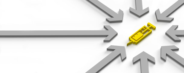 灰色箭头指向注射器图标图片下载