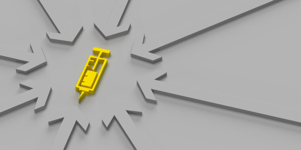 灰色箭头指向注射器图标图片下载