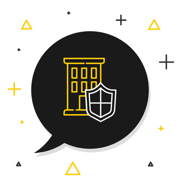 线房子与盾牌图标隔离在白色图片下载