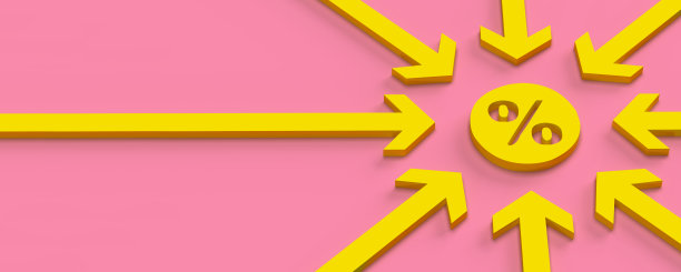 黄色箭头显示方向上的一个百分比折扣图标图片下载