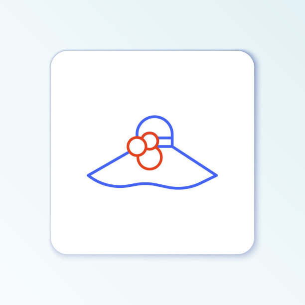 线条优雅的女性帽子图标孤立在白色图片下载