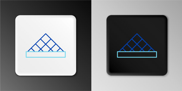线条上的卢浮宫玻璃金字塔孤立灰色图标图片下载