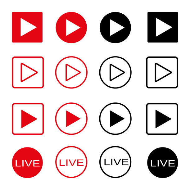 直播图标直播视频流红色图片下载