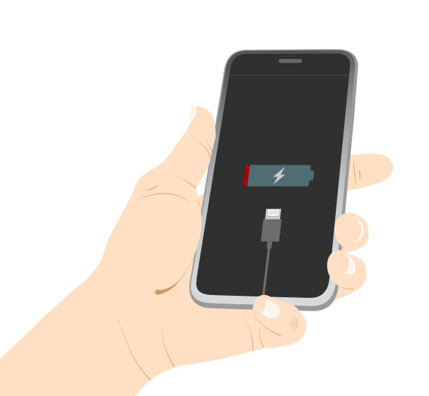 电量耗尽，人手握着智能手机，设备屏幕，电量低，充电过矢量画。股票插图图片下载
