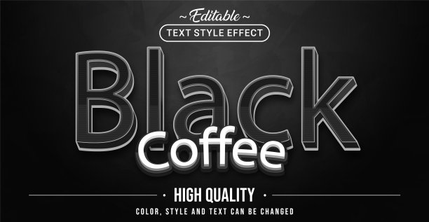 可编辑的文本样式效果-黑咖啡文本图片下载