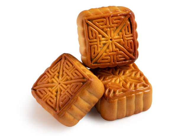 美味的月饼中秋食品孤立在白色的桌子背景。图片下载