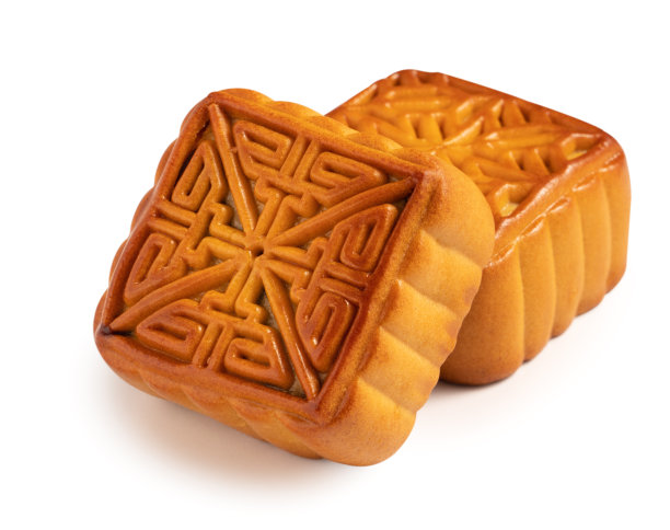 美味的月饼中秋食品孤立在白色的桌子背景。图片下载