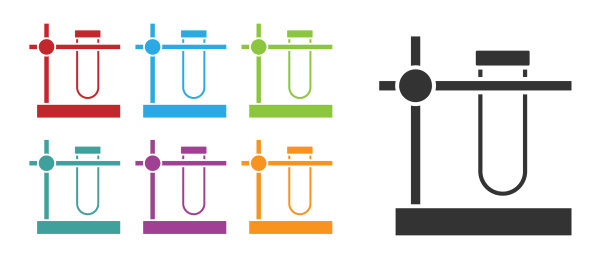支架上的黑色玻璃试管瓶，图标隔离图片下载