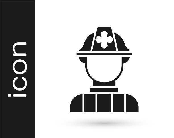 黑色消防员图标孤立在白色图片下载