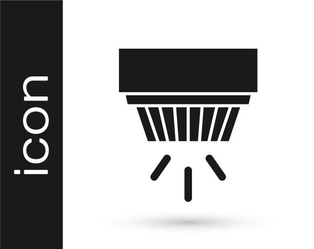 黑色烟雾报警系统图标隔离在白色图片下载