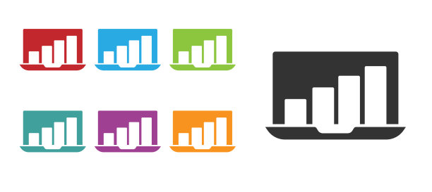 黑色笔记本电脑图形图表图标隔离图片下载