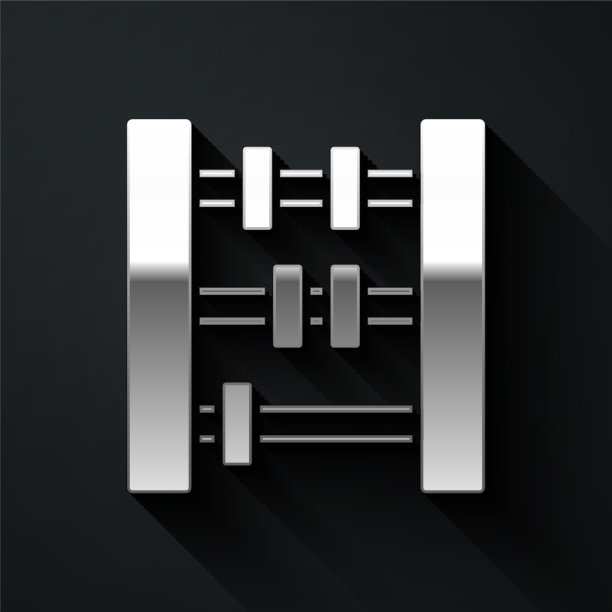 银色算盘图标孤立在黑色背景图片下载