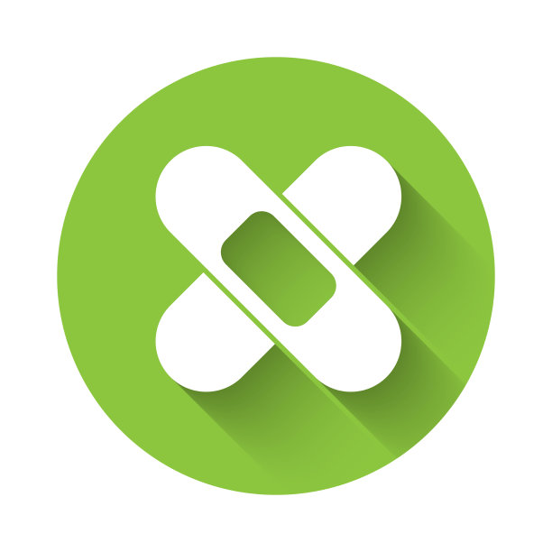 白色交叉绷带石膏图标孤立与图片下载