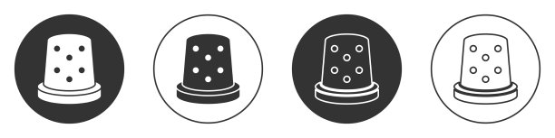 缝纫图标的黑色顶针隔离在白色上图片下载