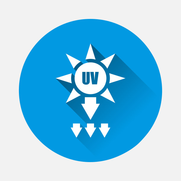 紫外线保护图标上的蓝色背景平面图像图片下载