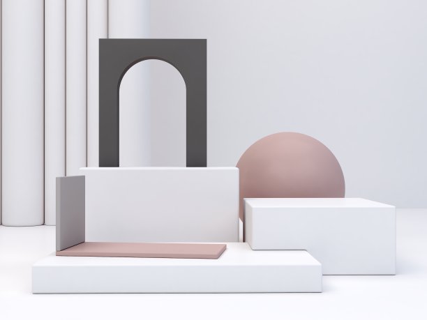 3d渲染，抽象的化妆背景。展示产品的最小讲台图片下载