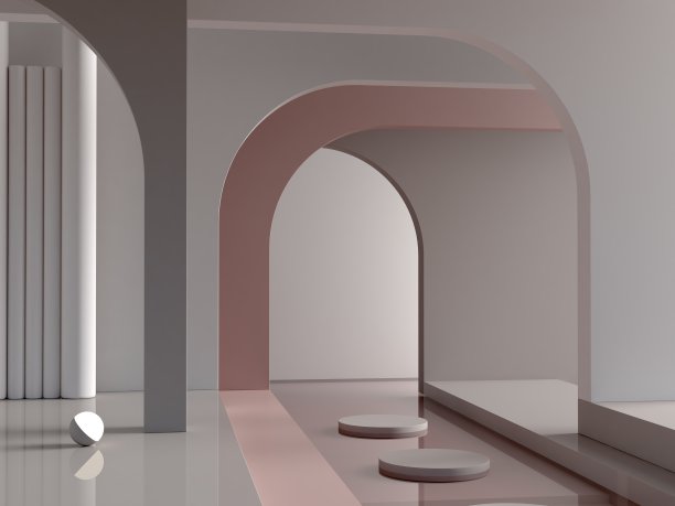 有拱门和空讲台的最小场景图片下载