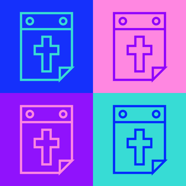 波普艺术线日历死亡图标孤立的颜色图片下载