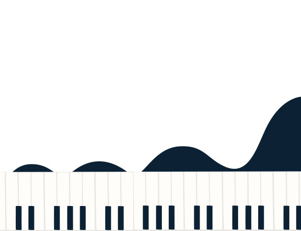 顶视图的黑色和白色钢琴键与抽象流动平面矢量插图图片下载
