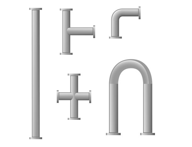 一套灰色简单的塑料或不锈钢管平面矢量插图白色收集图片下载