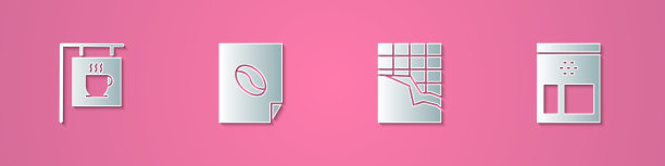 设剪纸街招牌咖啡咖啡图片下载