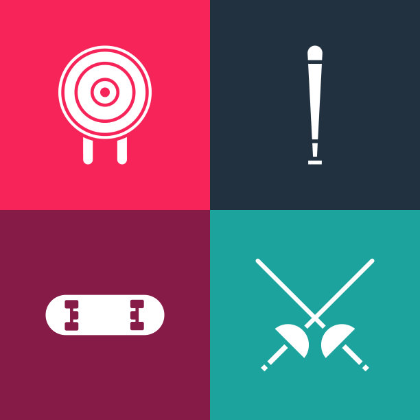 设置流行艺术击剑滑板魔术棒球图片下载