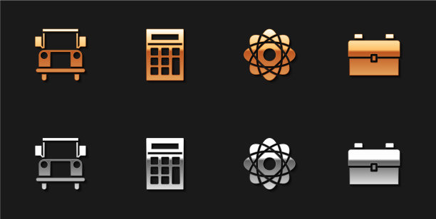 设置校车计算器原子和背包图标图片下载
