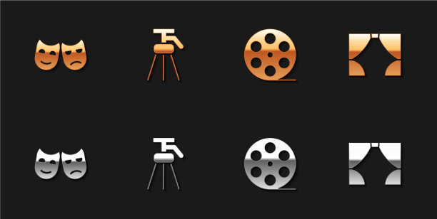 设置喜剧和悲剧面具三脚架电影卷轴图片下载