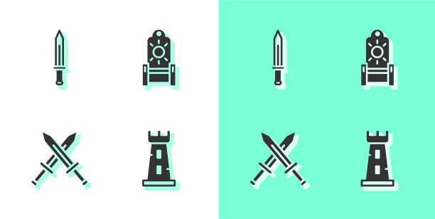 设置城堡塔中世纪剑交叉中世纪图片下载