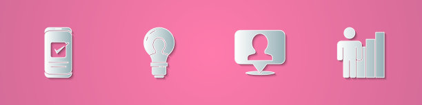 设置剪纸智能手机头与灯泡图片下载