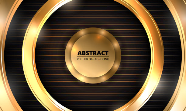 抽象豪华黑色条纹背景与黄金圈图片下载