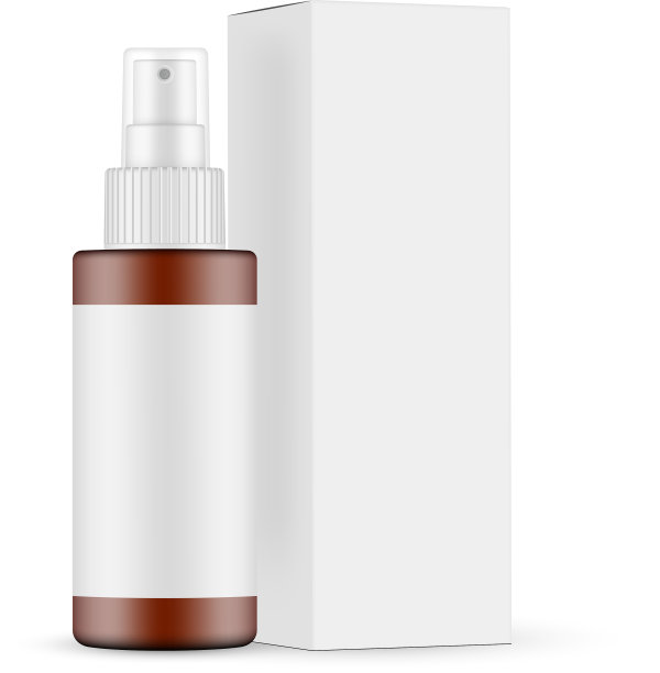 塑料磨砂琥珀喷雾器瓶模型与盒子图片下载
