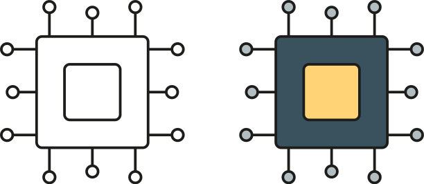 芯片轮廓和填充轮廓图标隔离上图片下载