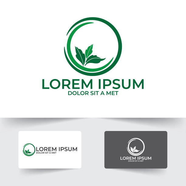 圆叶子图标插图模板，有机图标设计矢量孤立在白色背景图片下载