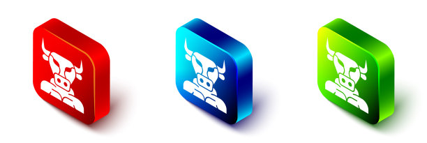 等距牛头怪图标孤立在白色图片下载