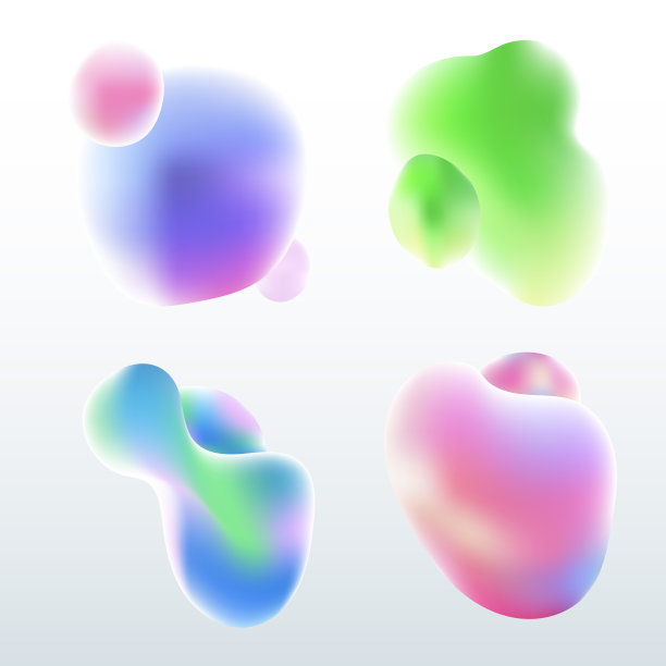 一组元素流体或液体徽章形状充满活力的梯度颜色孤立在白色背景图片下载