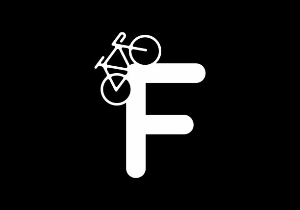 白色黑色的F首字母与自行车图片下载