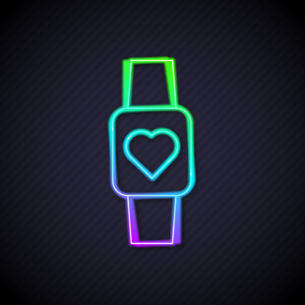 发光的霓虹线智能手表显示心脏跳动图片下载