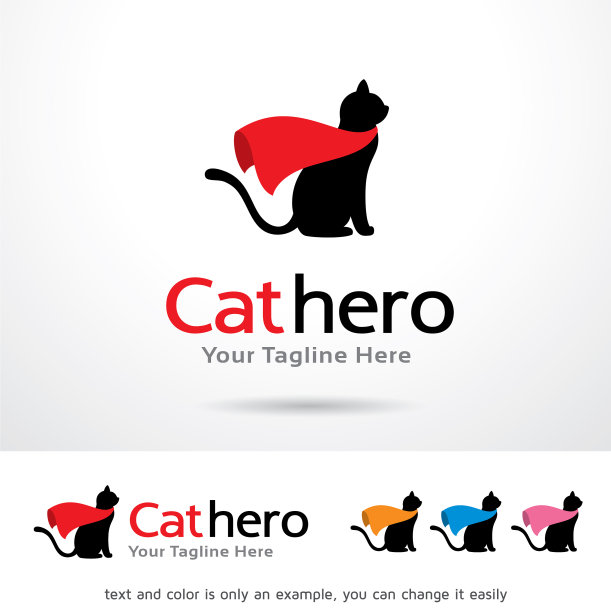 猫英雄标志模板图片下载