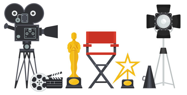 电影导演的椅子和扩音器投影仪图片下载