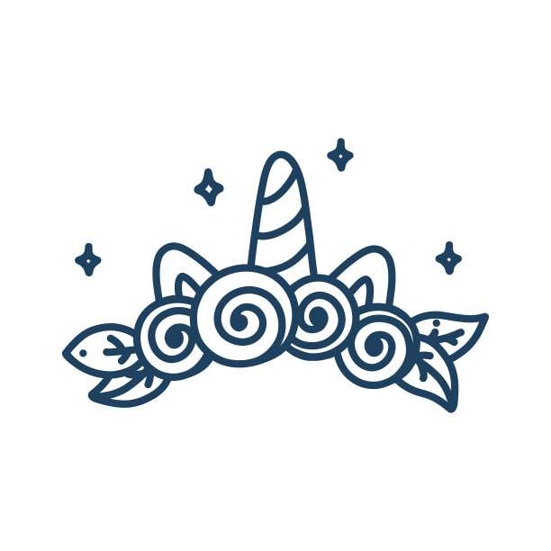 麒麟花环和玫瑰。有光泽的角，花和耳朵。矢量图图片下载