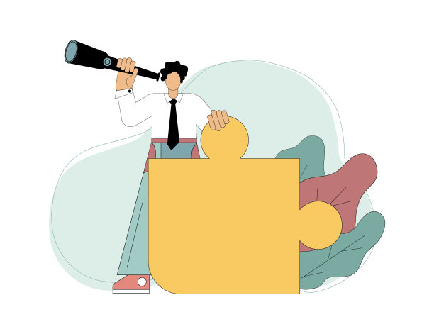 一个带着谜题和望远镜的人图片下载